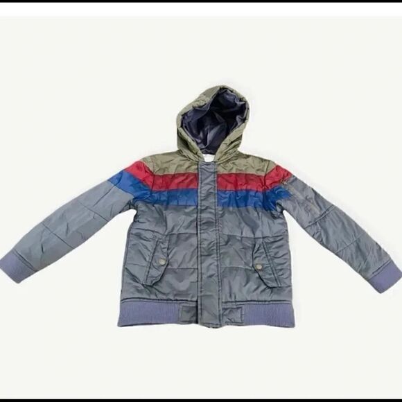 Gymboree Puffer Jacket Color Block Boys Striped - Picture 1 of 6
